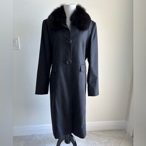 John Meyer Collection Real Rabbit Fur Collar Trench Size 12